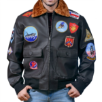 Men's Leather Aviator Bomber Jacket: Vintage Military Flight Jacket