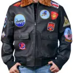 Men's Leather Aviator Bomber Jacket: Vintage Military Flight Jacket